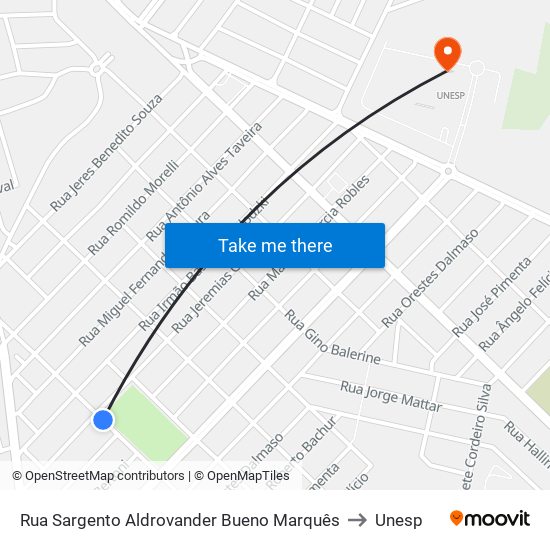 Rua Sargento Aldrovander Bueno Marquês to Unesp map