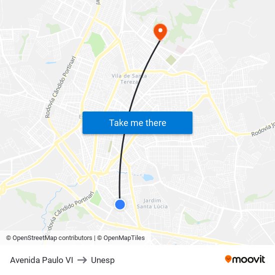Avenida Paulo VI to Unesp map