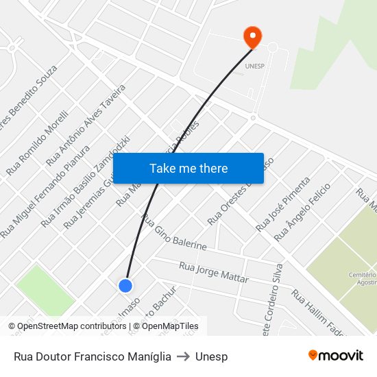 Rua Doutor Francisco Maníglia to Unesp map