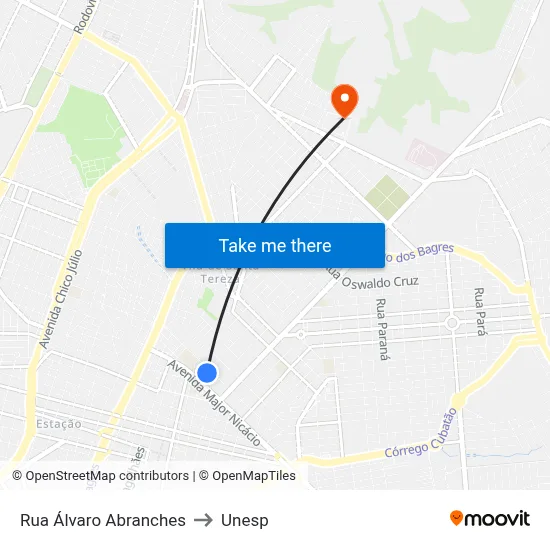 Rua Álvaro Abranches to Unesp map