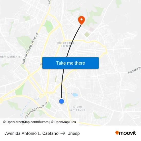 Avenida Antônio L. Caetano to Unesp map