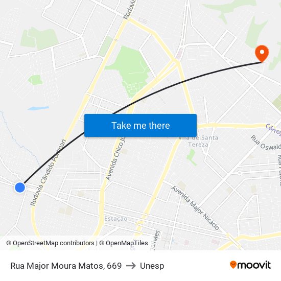 Rua Major Moura Matos, 669 to Unesp map