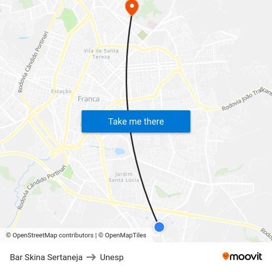 Bar Skina Sertaneja to Unesp map