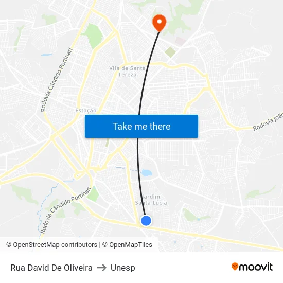 Rua David De Oliveira to Unesp map