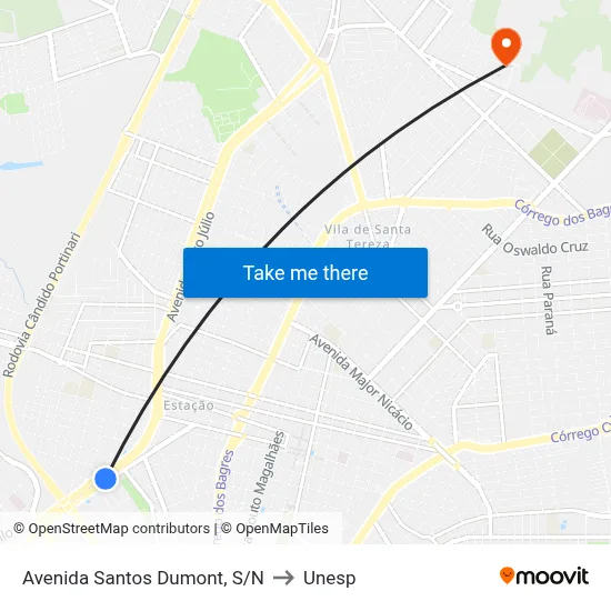Avenida Santos Dumont, S/N to Unesp map