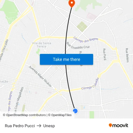 Rua Pedro Pucci to Unesp map