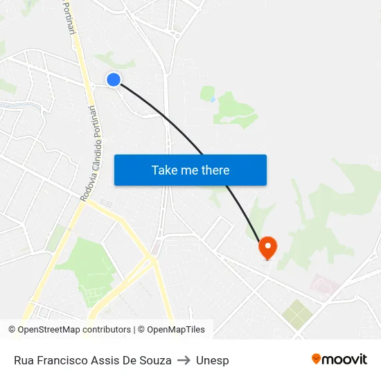 Rua Francisco Assis De Souza to Unesp map