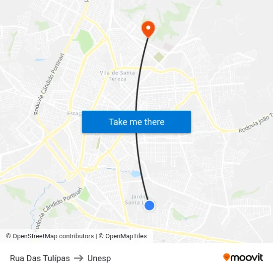 Rua Das Tulípas to Unesp map