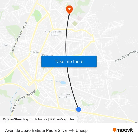 Avenida João Batista Paula Silva to Unesp map