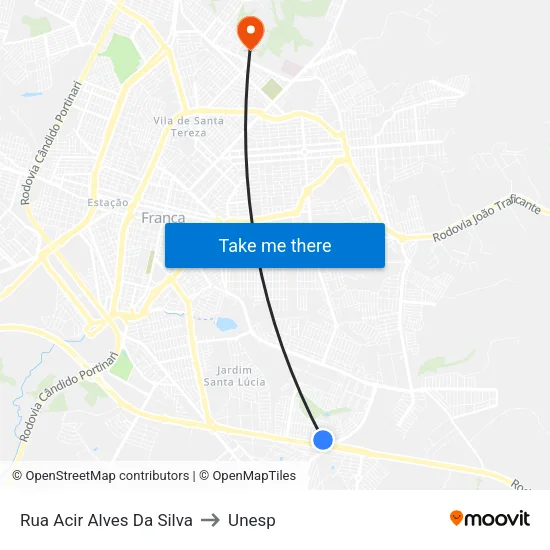 Rua Acir Alves Da Silva to Unesp map