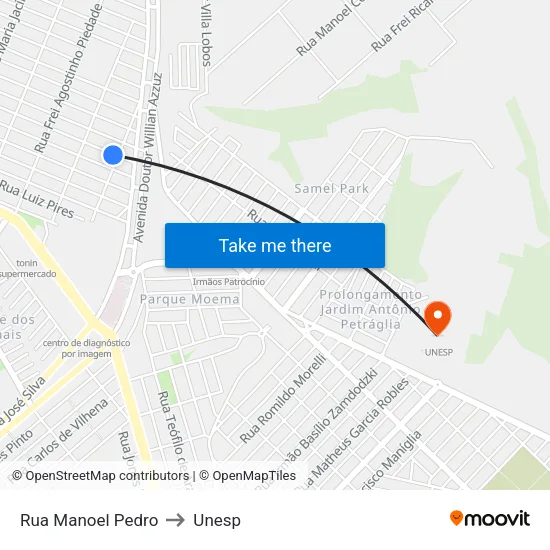 Rua Manoel Pedro to Unesp map