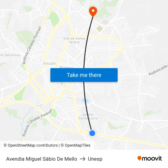Avendia Miguel Sábio De Mello to Unesp map
