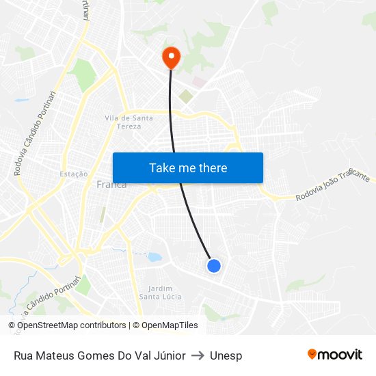 Rua Mateus Gomes Do Val Júnior to Unesp map