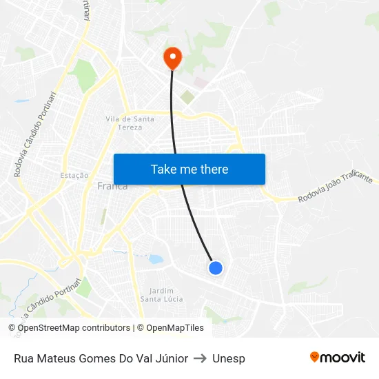 Rua Mateus Gomes Do Val Júnior to Unesp map