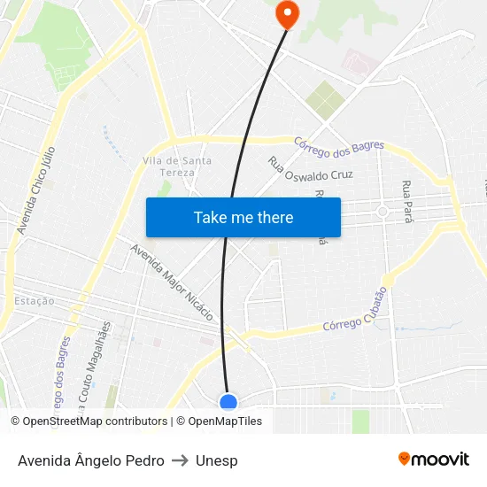 Avenida Ângelo Pedro to Unesp map