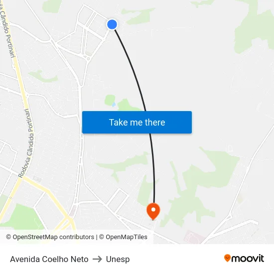 Avenida Coelho Neto to Unesp map