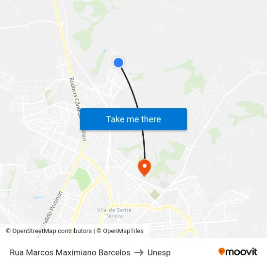 Rua Marcos Maxímiano Barcelos to Unesp map