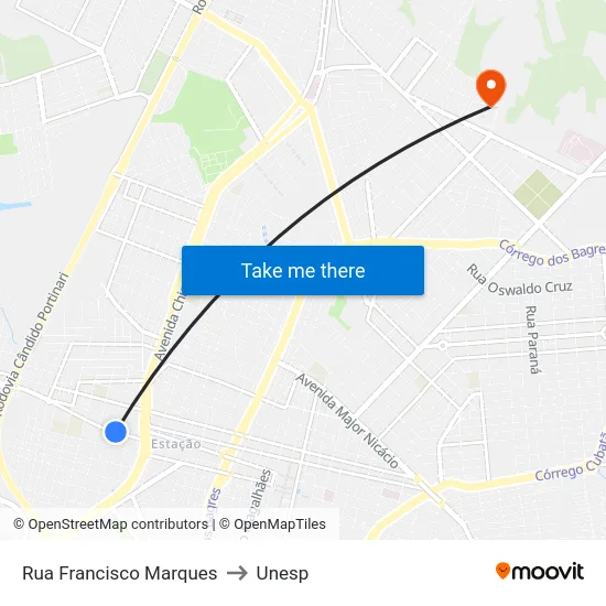 Rua Francisco Marques to Unesp map