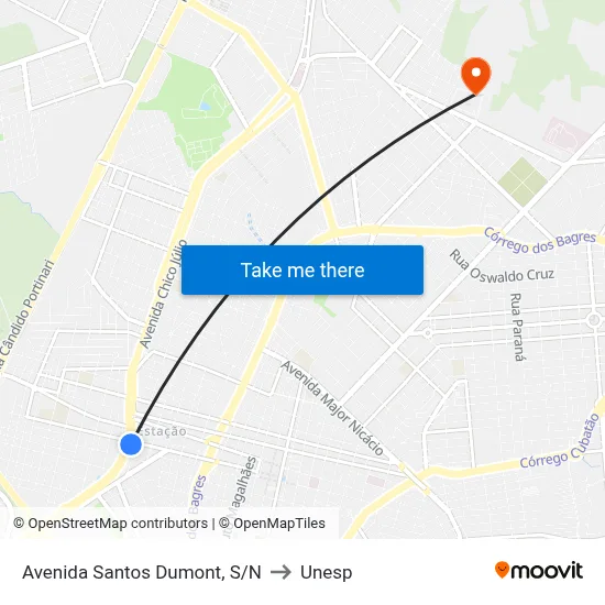 Avenida Santos Dumont, S/N to Unesp map