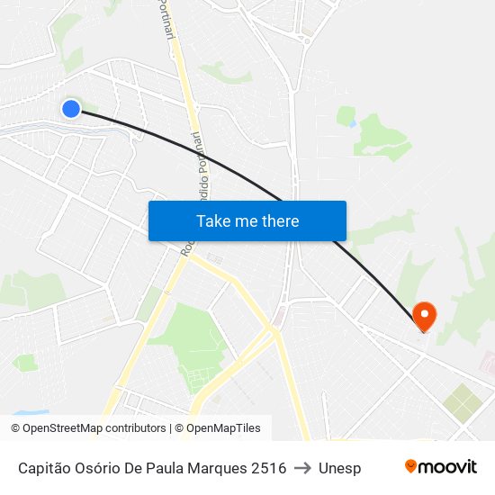 Capitão Osório De Paula Marques 2516 to Unesp map