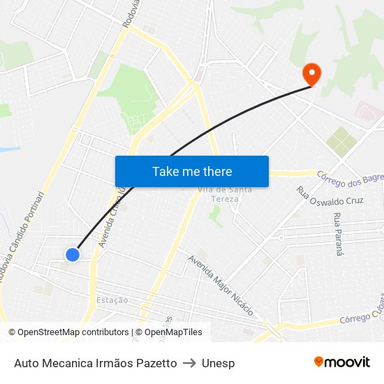 Auto Mecanica Irmãos Pazetto to Unesp map