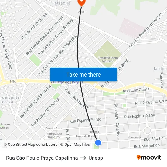 Rua São Paulo Praça Capelinha to Unesp map