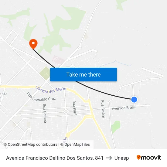 Avenida Francisco Delfino Dos Santos, 841 to Unesp map