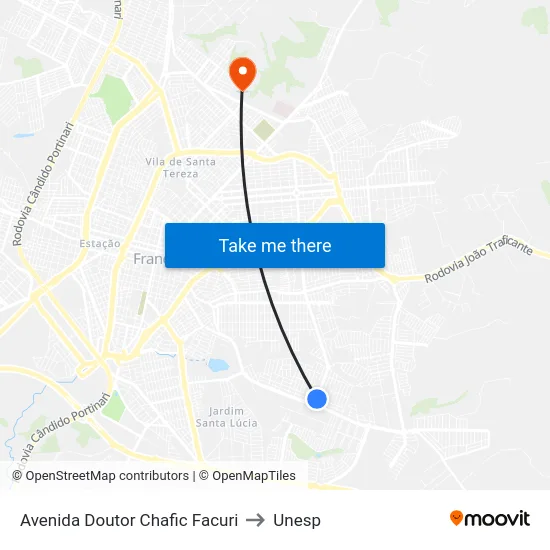 Avenida Doutor Chafic Facuri to Unesp map