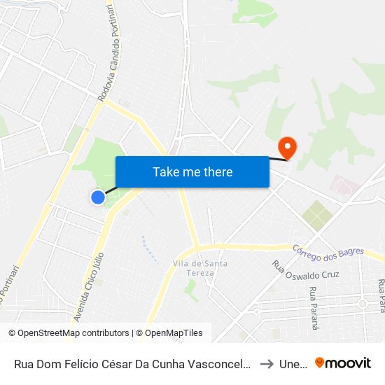 Rua Dom Felício César Da Cunha Vasconcelos, 350 to Unesp map