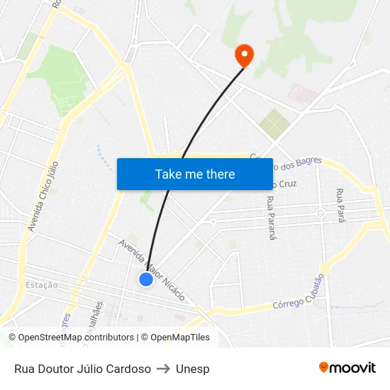 Rua Doutor Júlio Cardoso to Unesp map