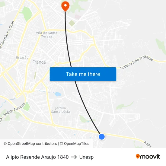 Alipio Resende Araujo 1840 to Unesp map