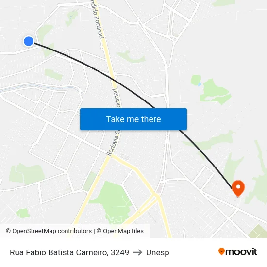 Rua Fábio Batista Carneiro, 3249 to Unesp map