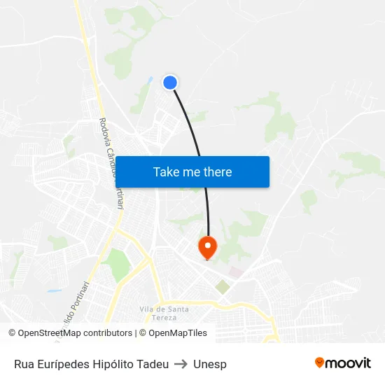 Rua Eurípedes Hipólito Tadeu to Unesp map