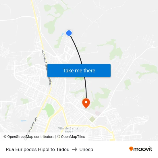 Rua Eurípedes Hipólito Tadeu to Unesp map