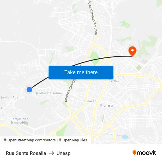 Rua Santa Rosália to Unesp map