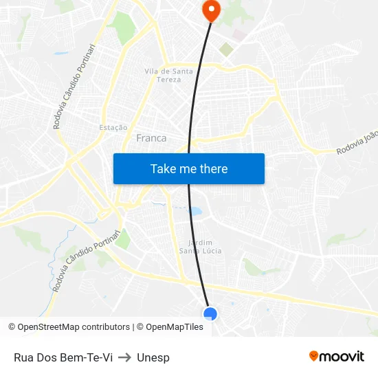 Rua Dos Bem-Te-Vi to Unesp map