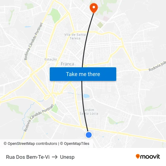 Rua Dos Bem-Te-Vi to Unesp map