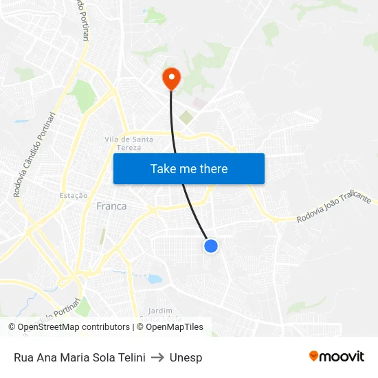 Rua Ana Maria Sola Telini to Unesp map