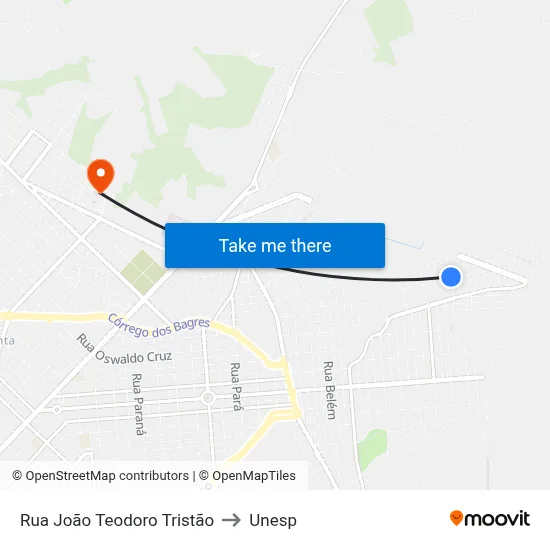 Rua João Teodoro Tristão to Unesp map