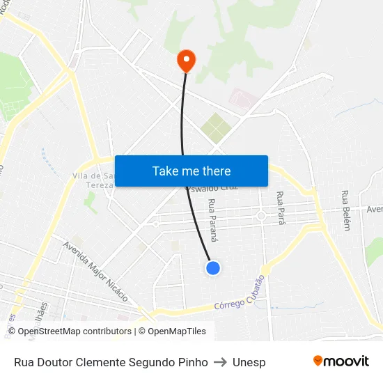 Rua Doutor Clemente Segundo Pinho to Unesp map