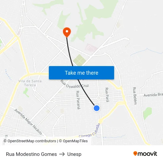 Rua Modestino Gomes to Unesp map