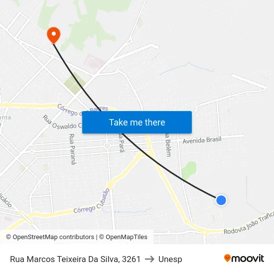Rua Marcos Teixeira Da Silva, 3261 to Unesp map