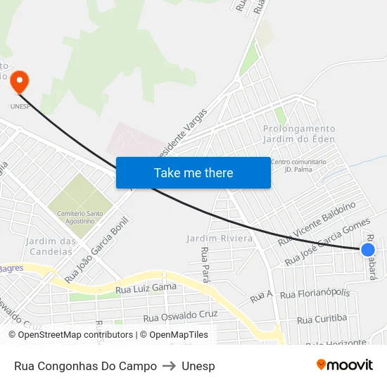 Rua Congonhas Do Campo to Unesp map