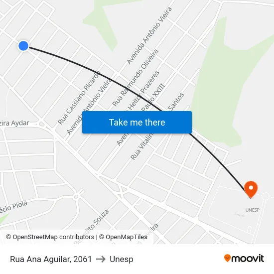 Rua Ana Aguilar, 2061 to Unesp map