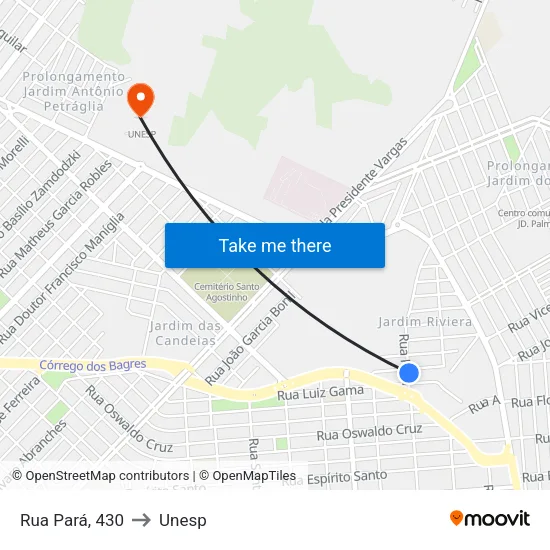 Rua Pará, 430 to Unesp map