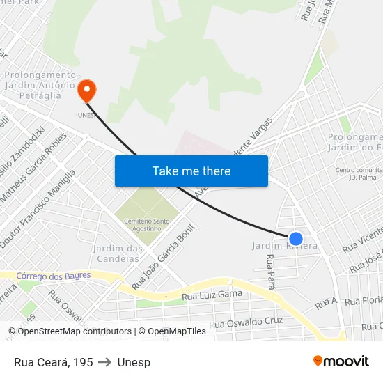 Rua Ceará, 195 to Unesp map