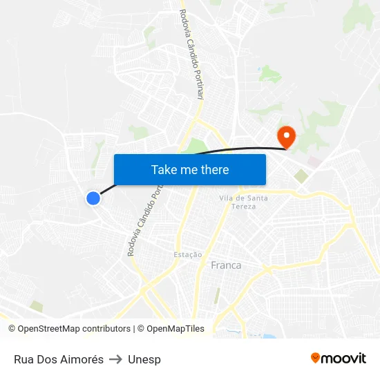 Rua Dos Aimorés to Unesp map