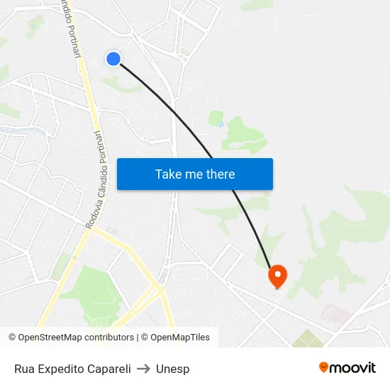 Rua Expedito Capareli to Unesp map