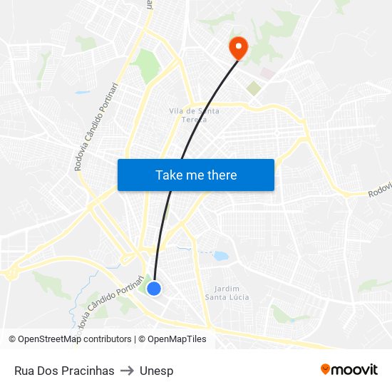 Rua Dos Pracinhas to Unesp map