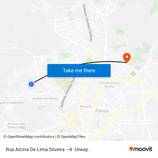 Rua Alcina De Lima Silveira to Unesp map